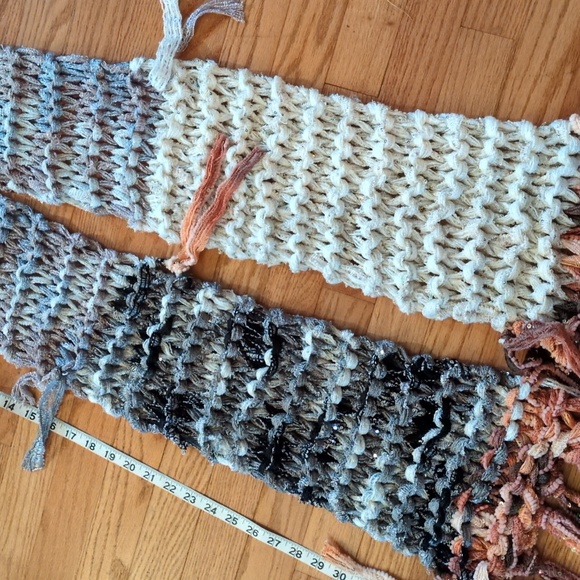NEW! Handmade Knit Mixed Ribbon Yarn Bohemian Sparkle Fringe Scarf - Picture 9 of 11